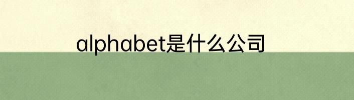 alphabet是什么公司