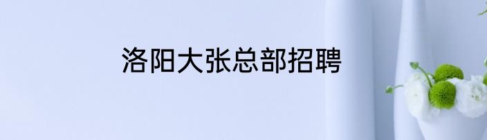 洛阳大张总部招聘