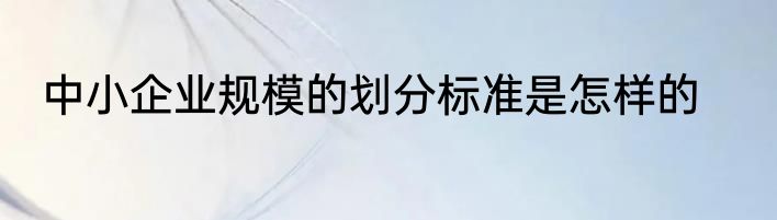 中小企业规模的划分标准是怎样的