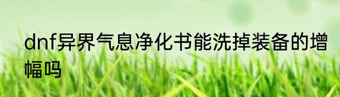 dnf异界气息净化书能洗掉装备的增幅吗