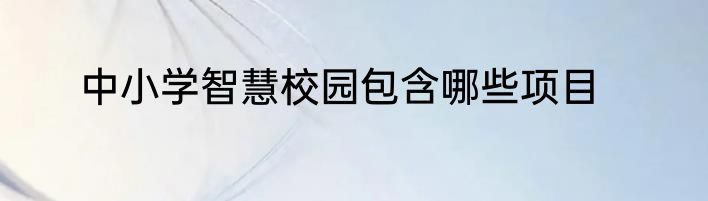 中小学智慧校园包含哪些项目
