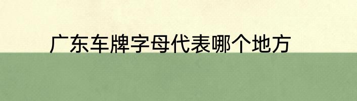 广东车牌字母代表哪个地方