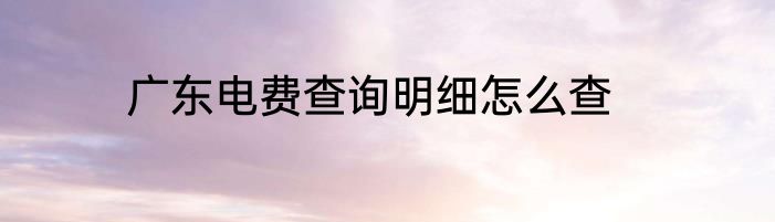 广东电费查询明细怎么查