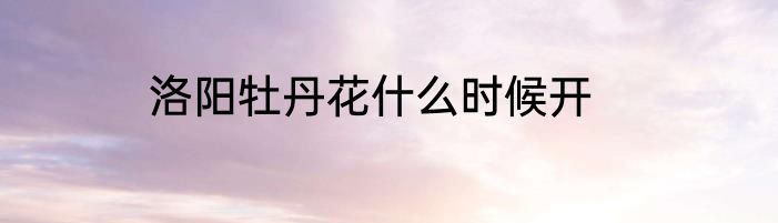 洛阳牡丹花什么时候开