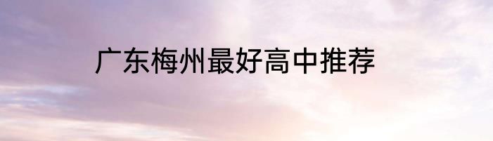 广东梅州最好高中推荐