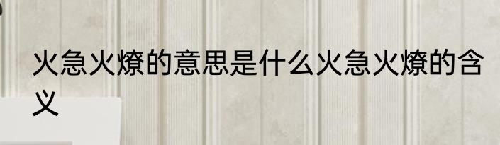 火急火燎的意思是什么火急火燎的含义