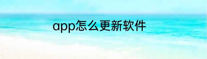 app怎么更新软件