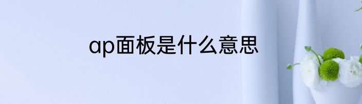 ap面板是什么意思