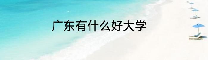 广东有什么好大学