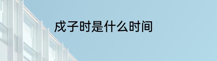 戍子时是什么时间