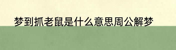 梦到抓老鼠是什么意思周公解梦