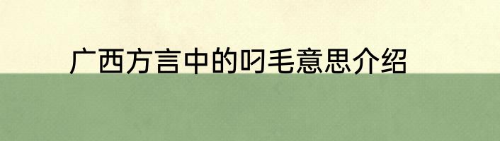 广西方言中的叼毛意思介绍