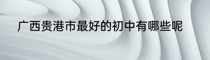 广西贵港市最好的初中有哪些呢