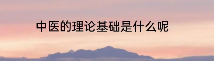 中医的理论基础是什么呢