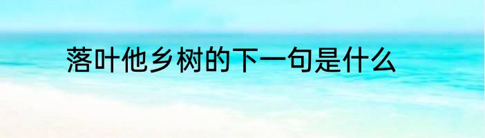 落叶他乡树的下一句是什么