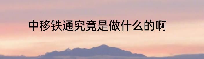 中移铁通究竟是做什么的啊