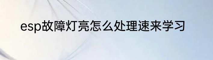 esp故障灯亮怎么处理速来学习