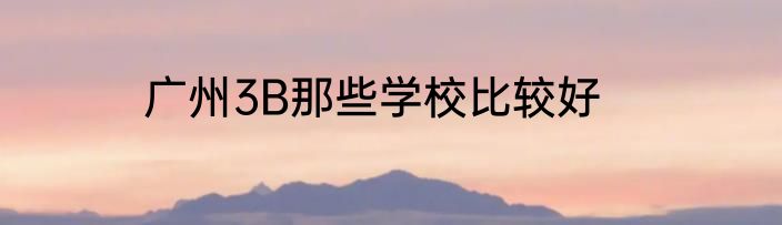 广州3B那些学校比较好