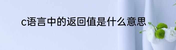 c语言中的返回值是什么意思