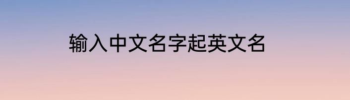 输入中文名字起英文名