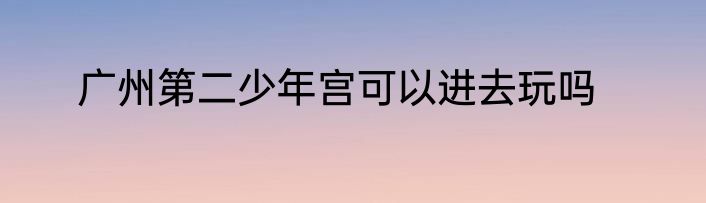 广州第二少年宫可以进去玩吗