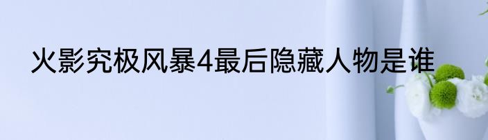 火影究极风暴4最后隐藏人物是谁