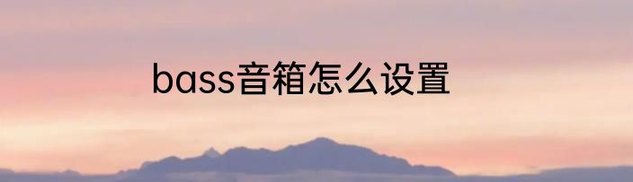 bass音箱怎么设置