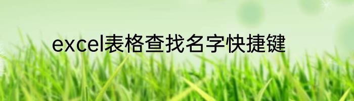 excel表格查找名字快捷键