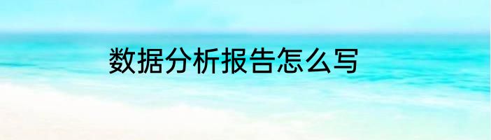 数据分析报告怎么写