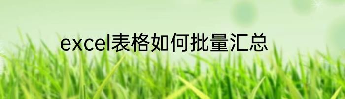 excel表格如何批量汇总