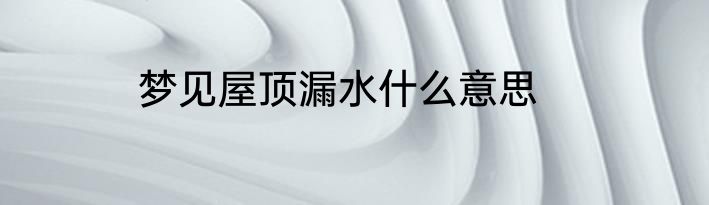 梦见屋顶漏水什么意思