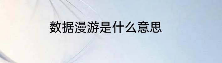 数据漫游是什么意思
