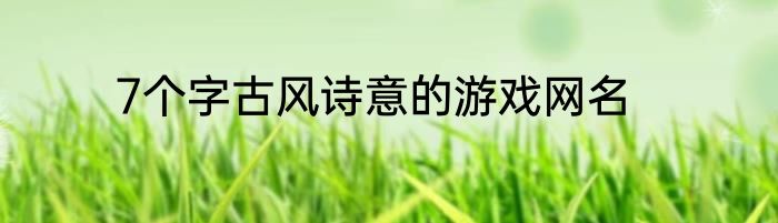 7个字古风诗意的游戏网名