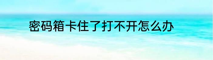 密码箱卡住了打不开怎么办