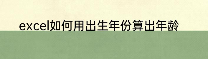 excel如何用出生年份算出年龄