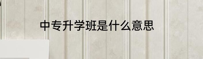 中专升学班是什么意思