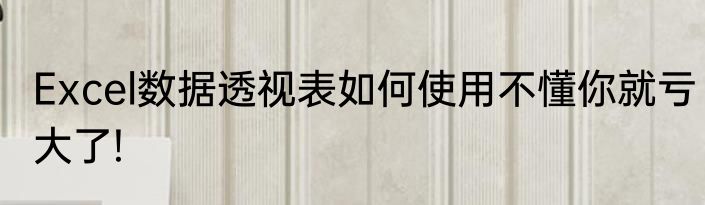 Excel数据透视表如何使用不懂你就亏大了!