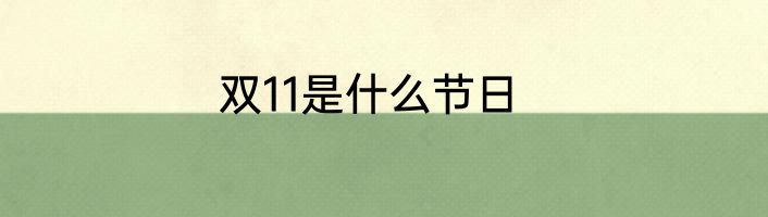双11是什么节日