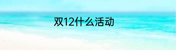 双12什么活动