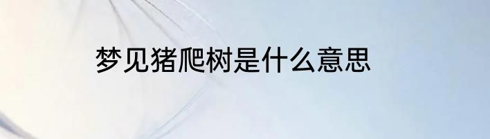 梦见猪爬树是什么意思