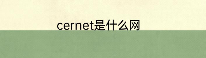 cernet是什么网