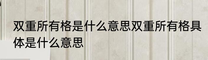 双重所有格是什么意思双重所有格具体是什么意思