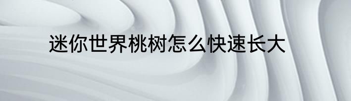 迷你世界桃树怎么快速长大