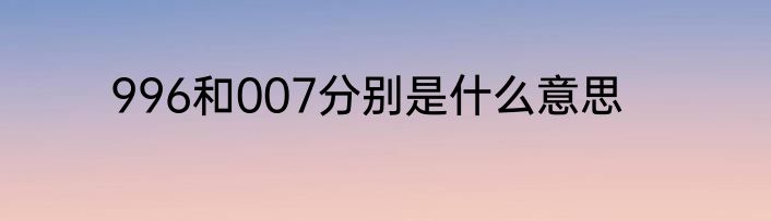 996和007分别是什么意思