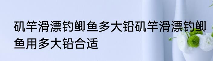矶竿滑漂钓鲫鱼多大铅矶竿滑漂钓鲫鱼用多大铅合适