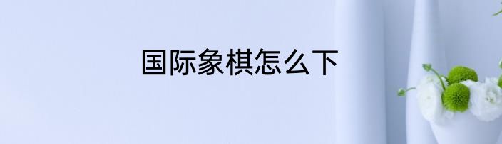 国际象棋怎么下
