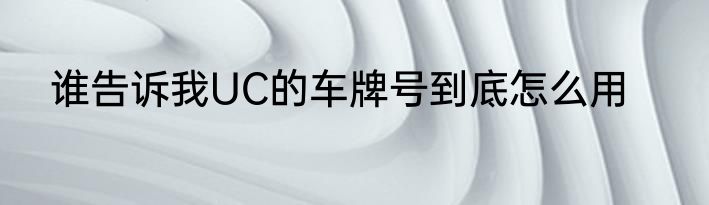 谁告诉我UC的车牌号到底怎么用