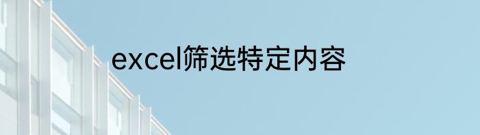 excel筛选特定内容