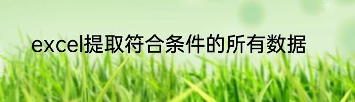 excel提取符合条件的所有数据