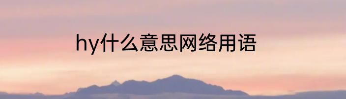 hy什么意思网络用语